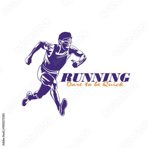 Silhouette Man Running Template Illustration. Man Running logo design vector