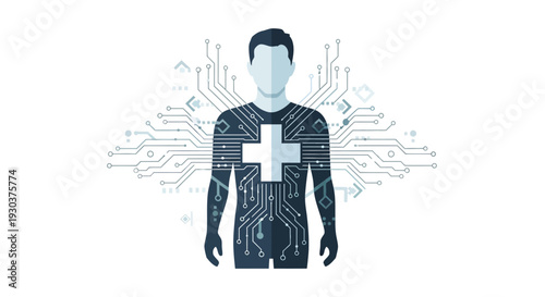 AI and technology concept Futuristic digital human body representing innovation in health, science, and future medical breakthroughs