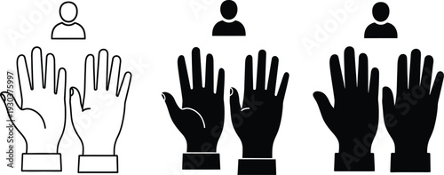 Glove and human figure illustrations in varying shades