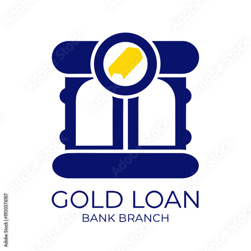 Gold loan bank branch logo with blue and yellow colors
