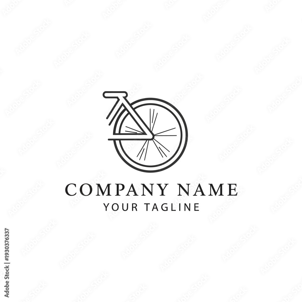 Fototapeta premium Simple line art bicycle logo design template for company branding.