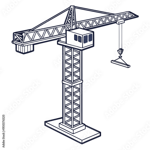 A crane with a hook and a tower