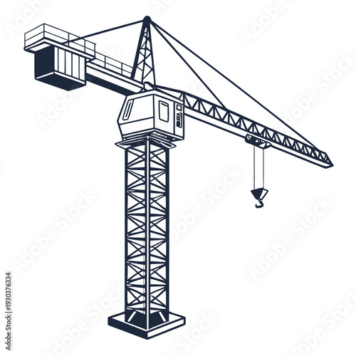 A tall metal tower with a crane on top for lifting heavy objects