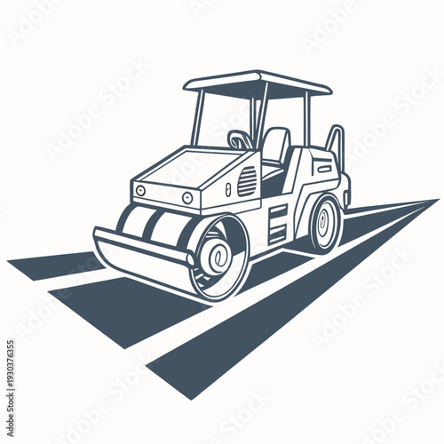 A road roller is shown on a road surface