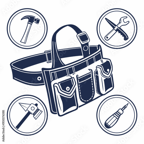 A tool belt with various tools