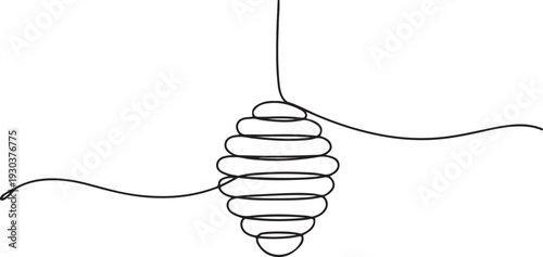 Continuous one line drawing of honeycomb. One line drawing illustration of hanging bee hive.one line vector icon with out background