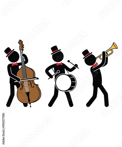 Jazz Band Trio Vector Illustration