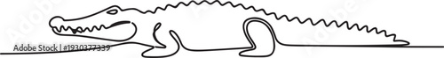 Continuous One-Line Drawing of a Crocodile.one line vector icon with out background