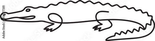 Continuous One-Line Drawing of a Crocodile.one line vector icon with out background