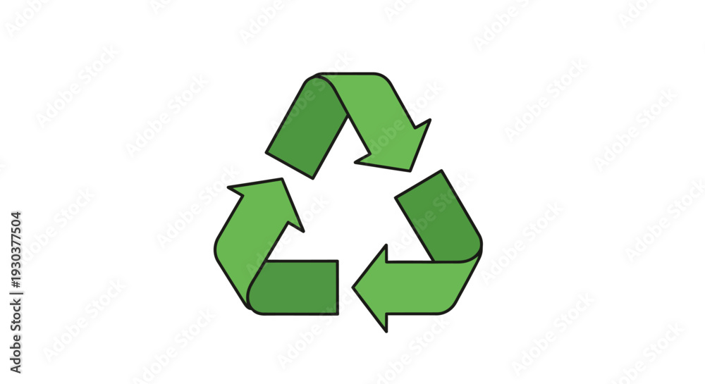 Obraz premium Green Recycling Symbol with Three Arrows in Continuous Loop