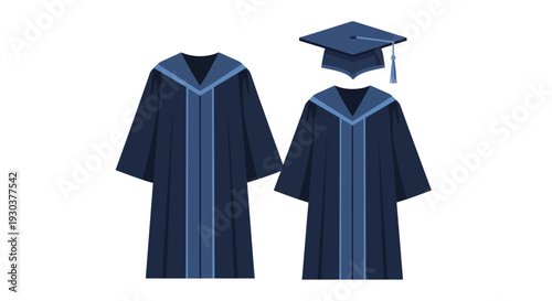Graduation Gowns and Cap in Dark Blue Color