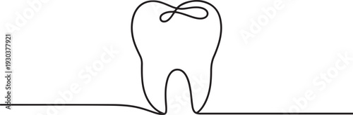 Single continuous line art human tooth silhouette. concept design world oral health day.one line vector icon with out background