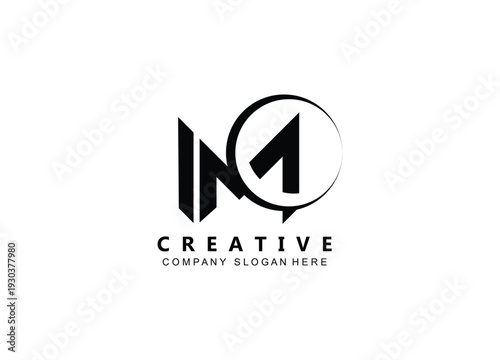 Creative company slogan here modern abstract letter m and n logo design black and white