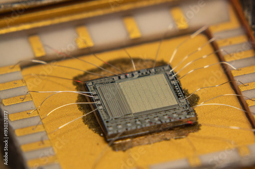 Close up of electronic silicon chip 