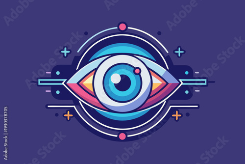 Digital Eye Frame With Pixel Scan Technology Icon