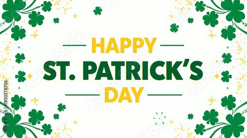 Happy St. Patrick's Day Greeting with Shamrocks and Clovers