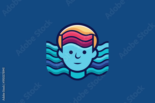 human head with emotional mood frequency waves