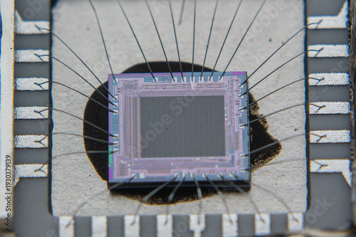Close up of electronic silicon chip 