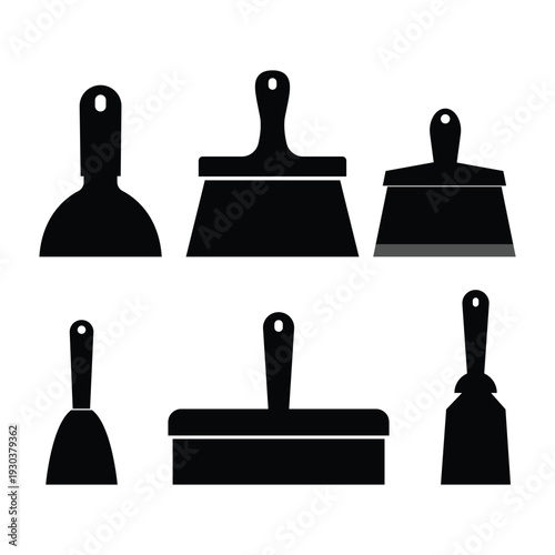 Putty Knife Spatula Silhouette Set Scraper Construction Tool Vector