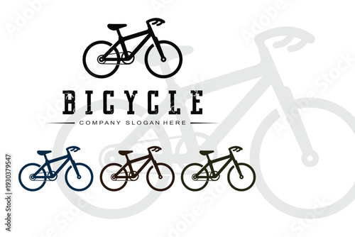 Collection of bicycle icons and silhouettes, vintage and modern styles