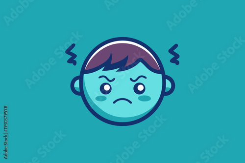 tensed face with jitter wave lines