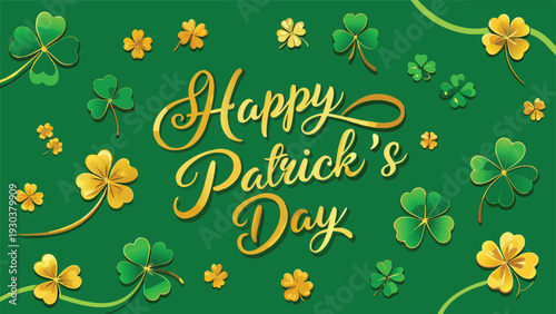Vibrant st. patrick's day celebration with clovers and gold Vector