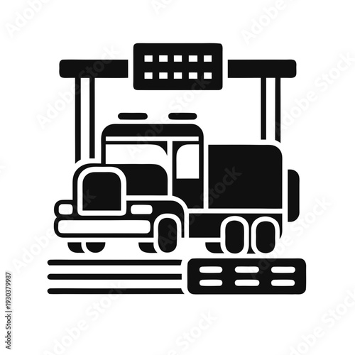 Toll booth with a car and a truck