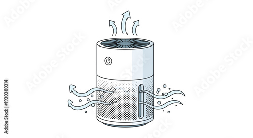 Modern air purifier device filtering dust and particles from the air to provide clean and healthy environment at home.