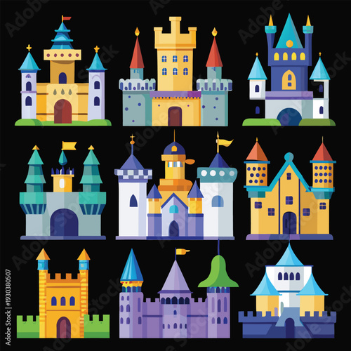 Castle in the Night Vector Illustration