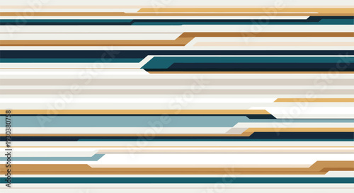 Modern abstract background pattern with horizontal geometric lines in shades of blue, brown, and grey for design.