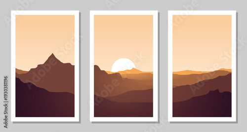 Sunset over mountain landscape with golden light