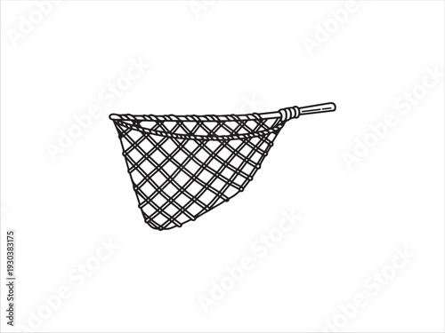 Black Mesh Net Attached To Wooden Handle For Sports Activities