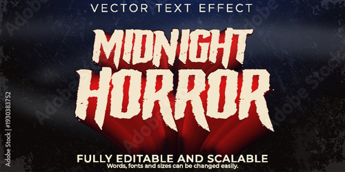 A dark and spooky midnight horror text effect on a black background