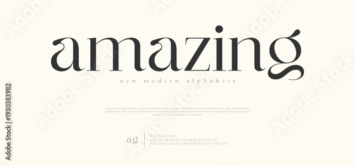 Amazing Abstract Fashion font alphabet. Minimal modern urban fonts for logo, brand etc. Typography typeface uppercase lowercase and number. vector illustration
