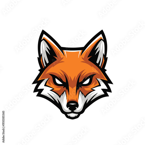 Fierce Fox Head Mascot Logo Design with Intense Gaze.