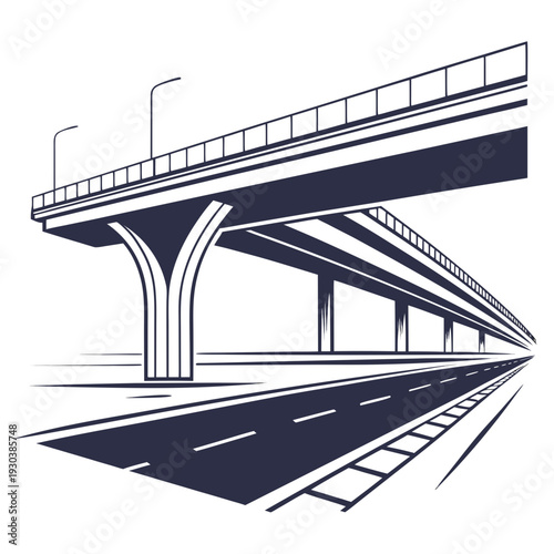 A highway overpass with a road underneath