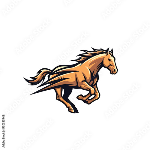 Dynamic Running Horse Logo Design Illustration.