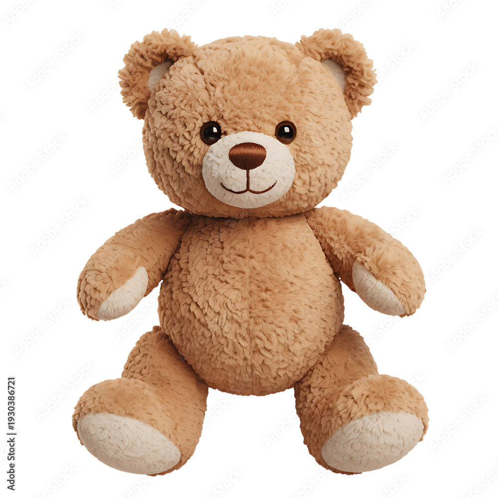 Fototapeta premium A fluffy brown teddy bear with a sweet expression on transparent background
