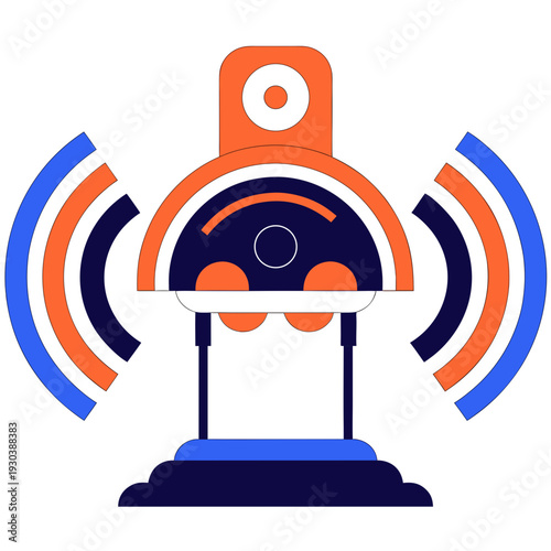 A 3d printer with orange and blue accents