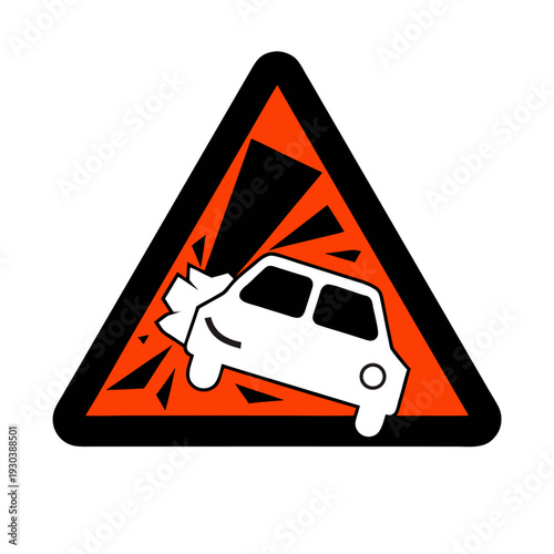 Warning sign for a car crash ahead