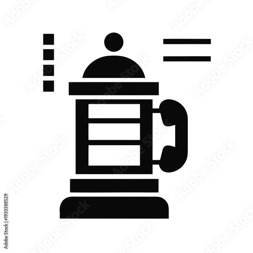 A black and white icon of a coffee percolator