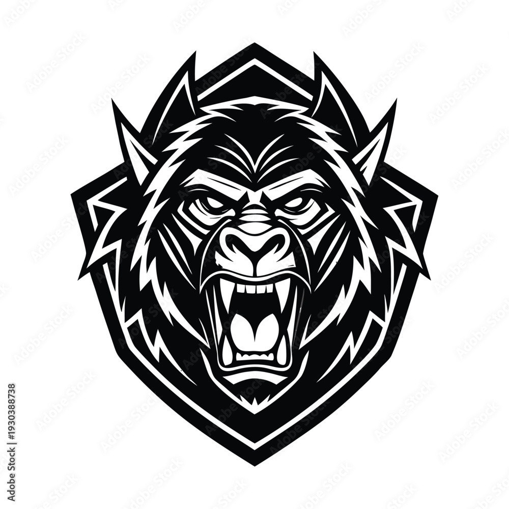Fototapeta premium Vector angry bear head logo