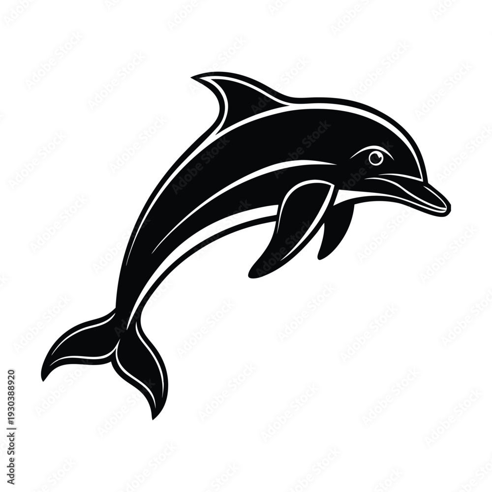 Obraz premium Black dolphin icon vector