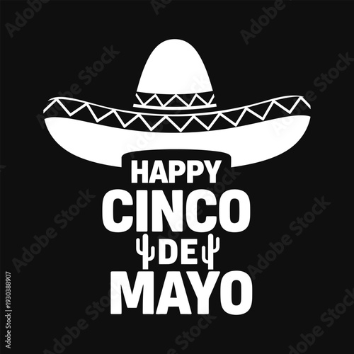 Cinco de Mayo celebration with sombrero and cactus  traditional Mexican holiday