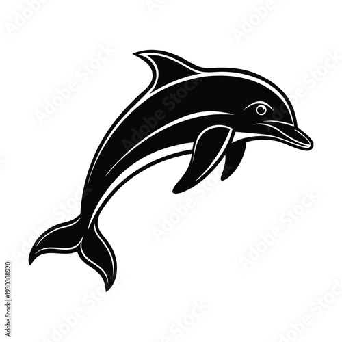 Black dolphin icon vector
