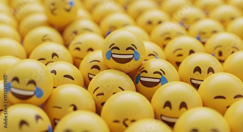 Yellow Faces Crowd with Tears Of Joy Expressing Shared Laughter and Happiness