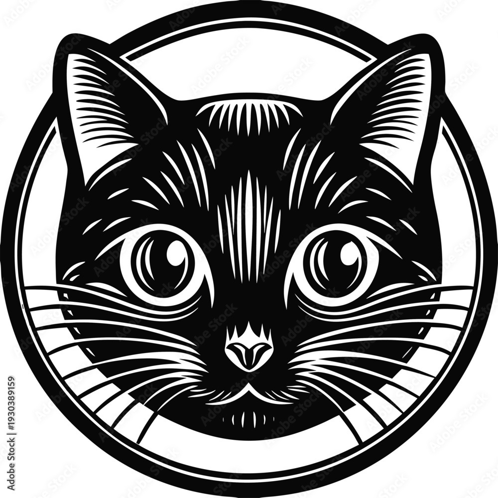 Obraz premium Black cat head vector illustration