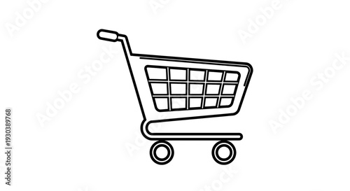Simple illustration of an empty shopping cart with grid pattern