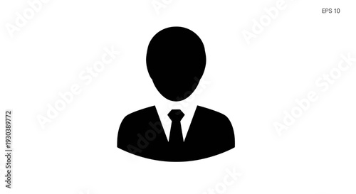 Minimalist silhouette of a professional individual in a suit and tie