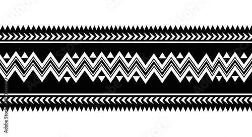 Black and white geometric ethnic pattern design elements.